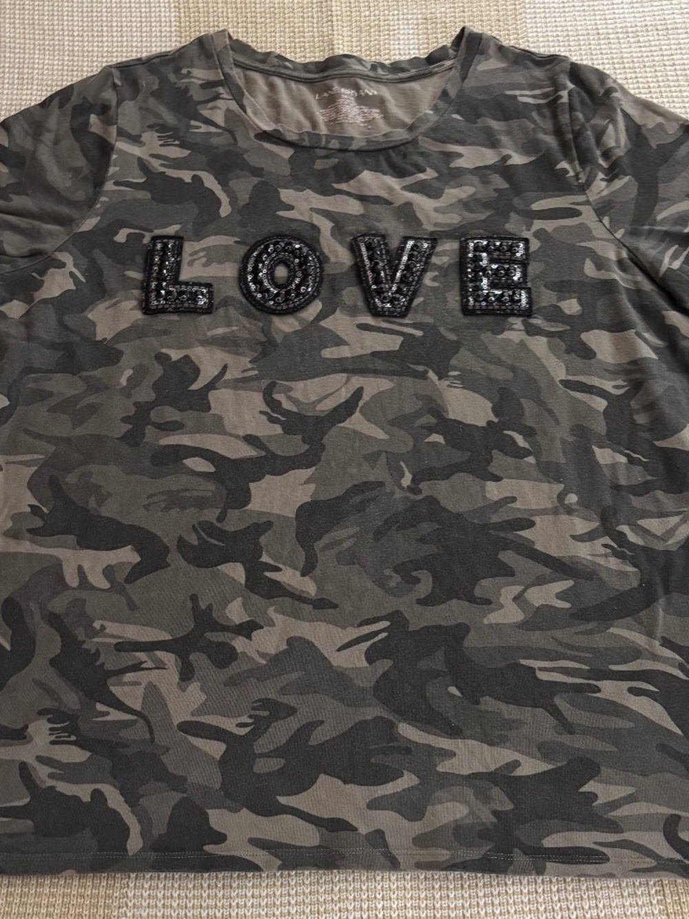 Lane Bryant S/S Tee Camo Black/Gray Sz 14/16 Scoop Neck